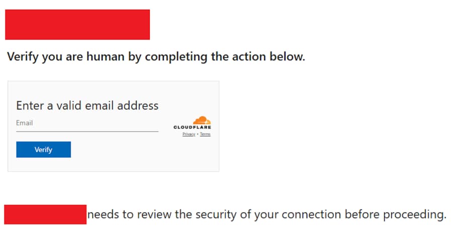 страница проверки Cloudflare.